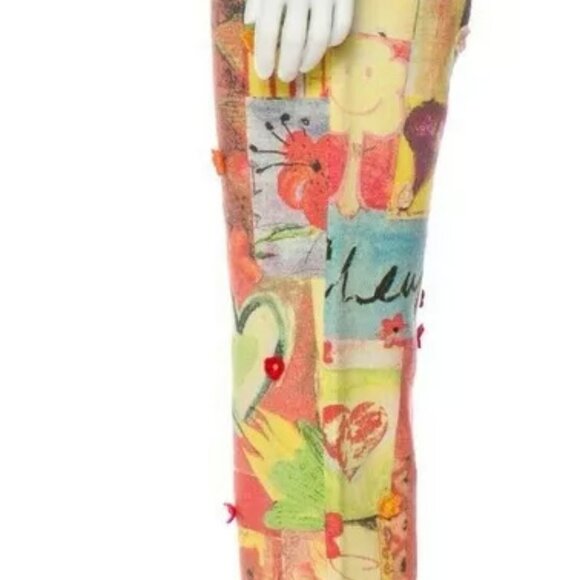 MOSCHINO Italian 42 Jeans Linen Pants Crochet Detail Multicolor M USA Sz 8 30 - Picture 6 of 13